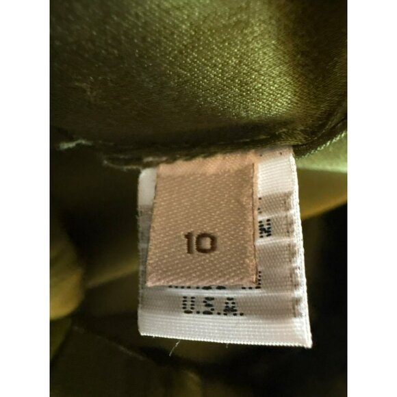 Lela Rose Green Silk Sleeveless Dress W/Decorative Straps Scalloped Hem Size 10 - Picture 4 of 10